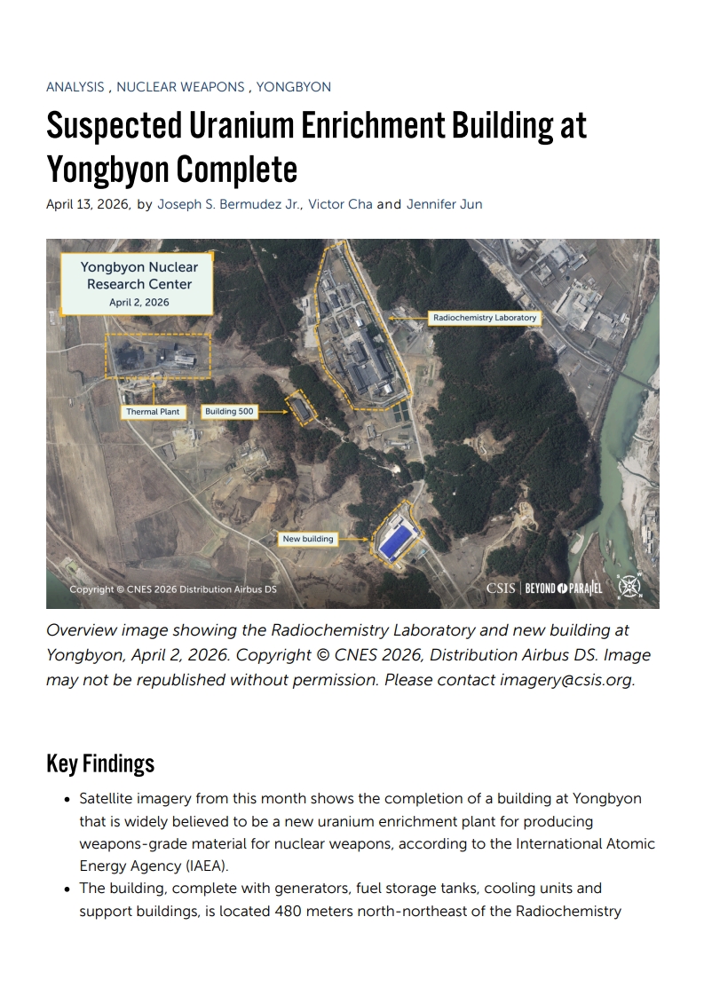 Suspected Uranium Enrichment Building at Yongbyon Complete - Beyond Parallel_1.jpg