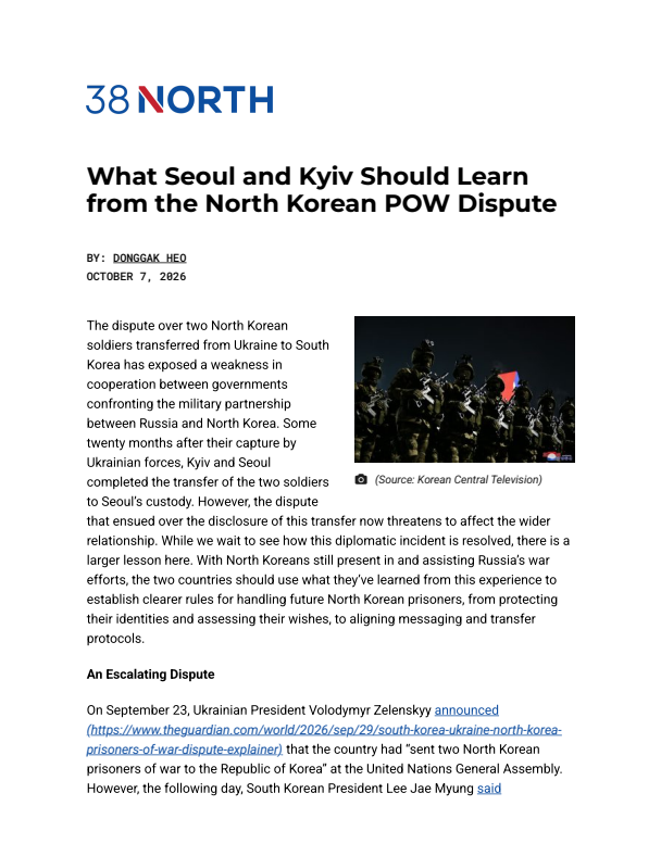 What Seoul and Kyiv Should Learn from the North Korean POW Dispute