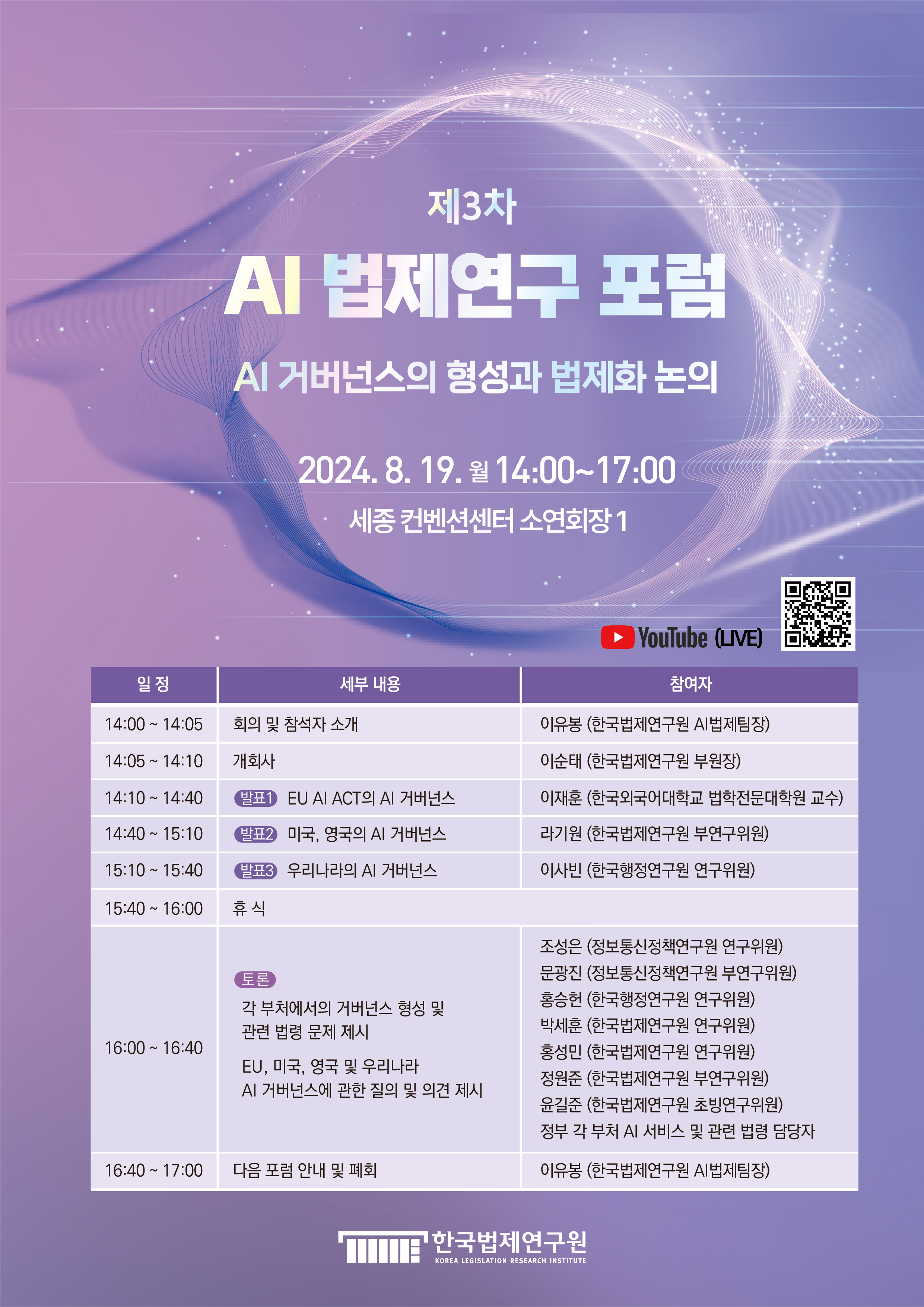 [제3차 AI 법제연구 포럼] AI 거버넌스의 형성과 법제화 논의