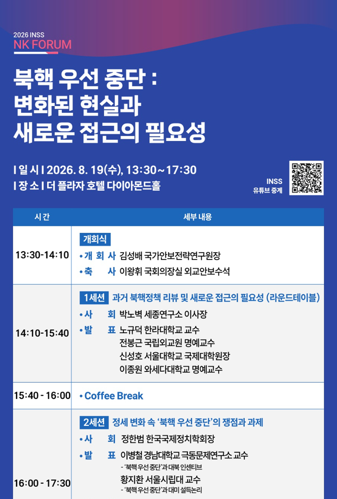 [2026 INSS NK FORUM] 북핵 우선 중단: 변화된 현실과 새로운 접근의 필요성